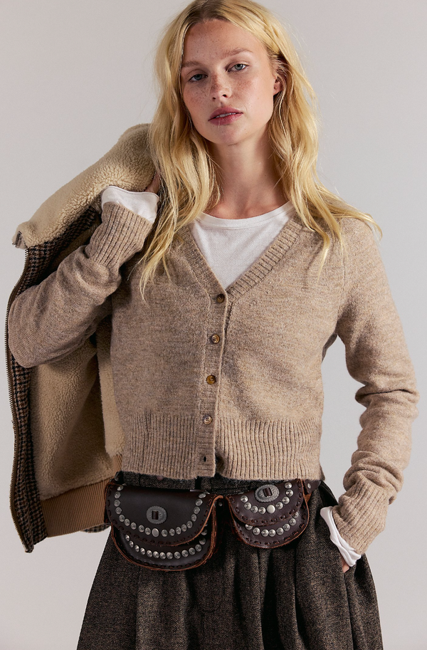 Feather Grey Button Cardigan