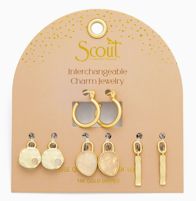 Rose Quartz Interchangeable Charm Earring