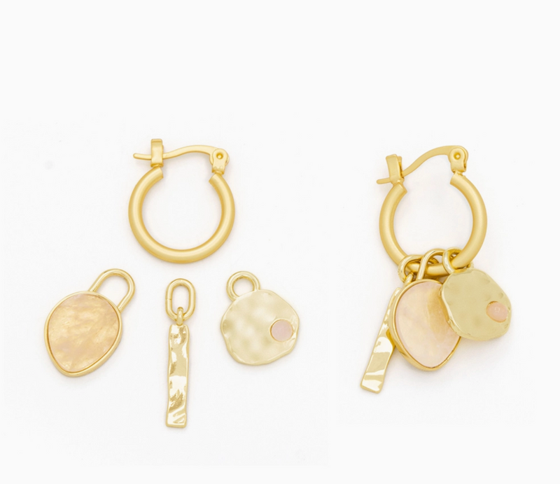 Rose Quartz Interchangeable Charm Earring