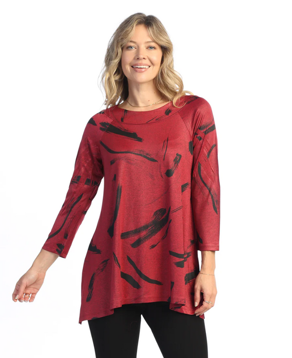 Red Slinky Brushstroke Tunic