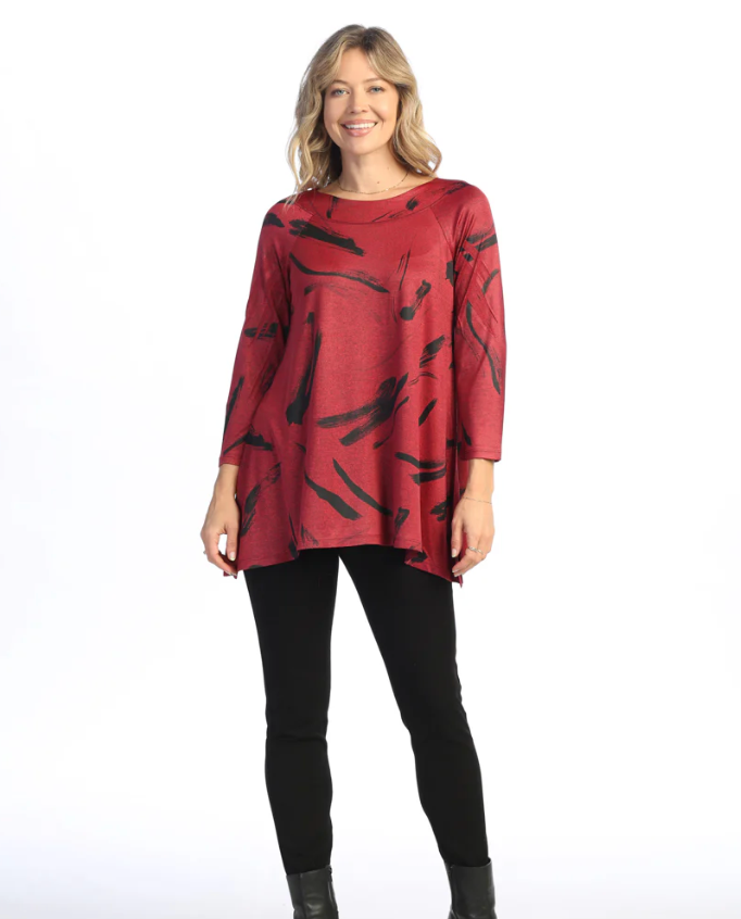 Red Slinky Brushstroke Tunic