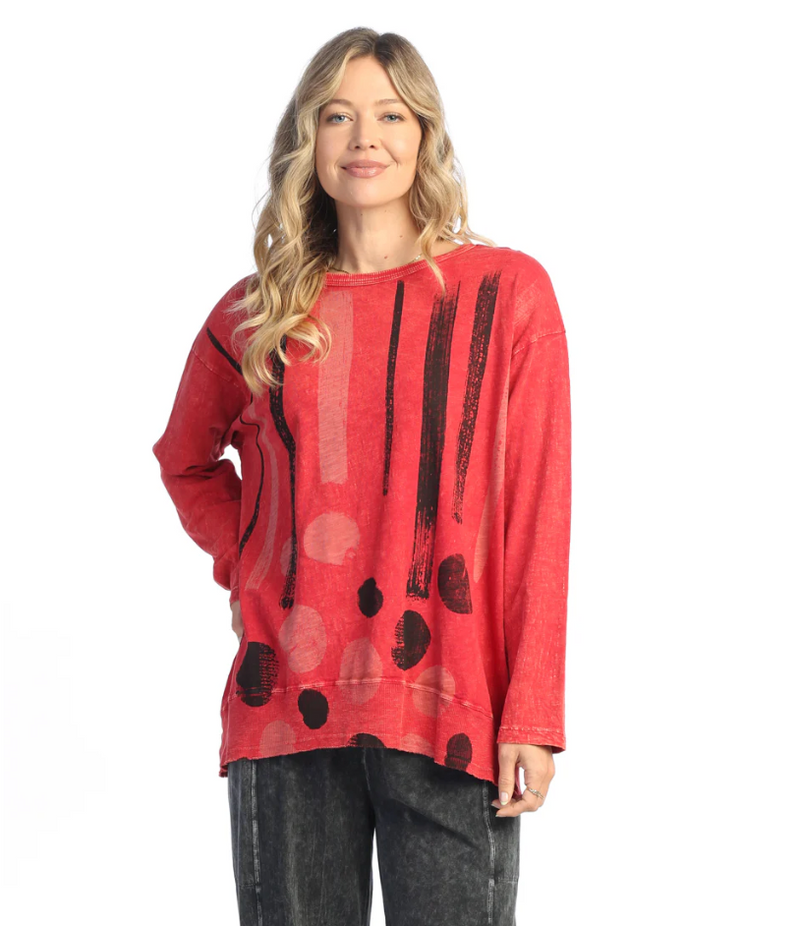 Drizzle Red Tunic Top