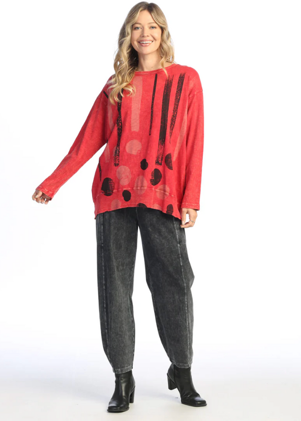 Drizzle Red Tunic Top