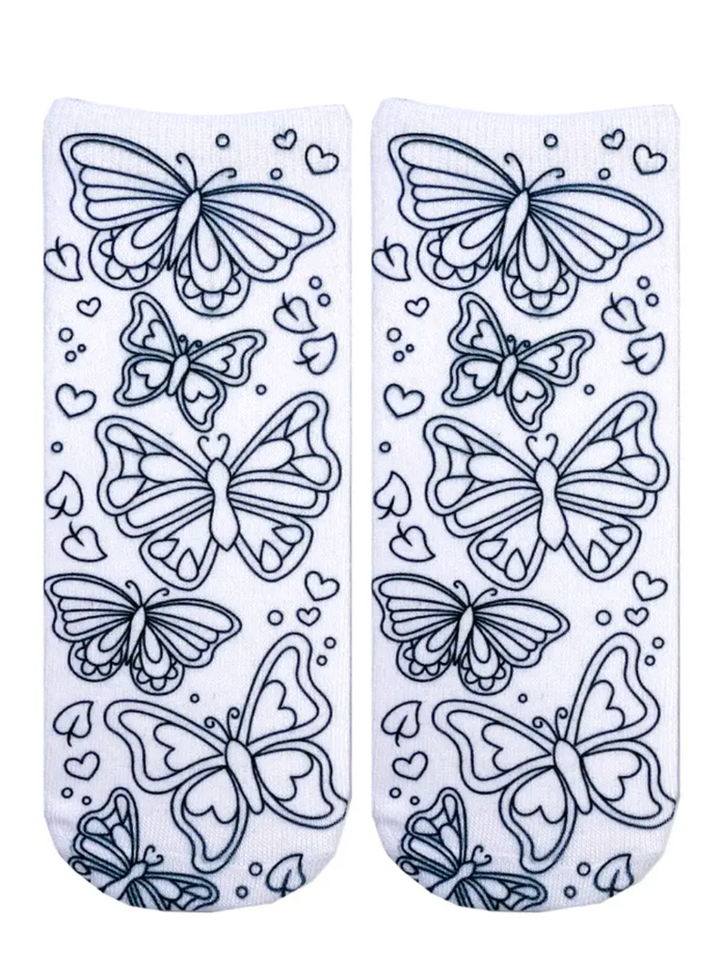 Whimsical Butterflies Diy Coloring Kit Socks