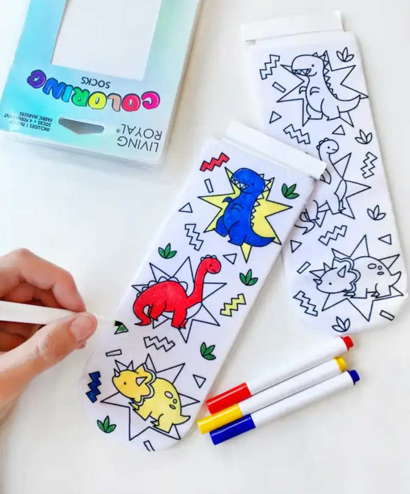 Dinosaurs Diy Coloring Kit Socks