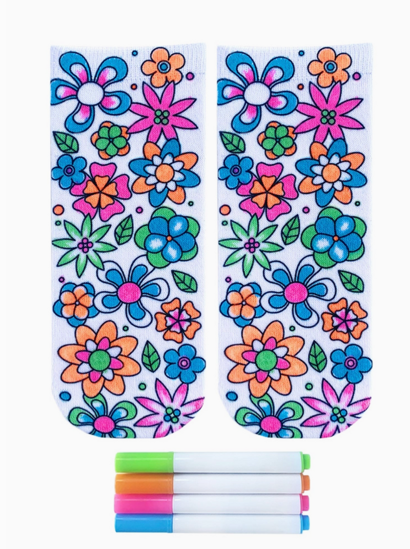 Flower Garden Diy Coloring Kit Socks