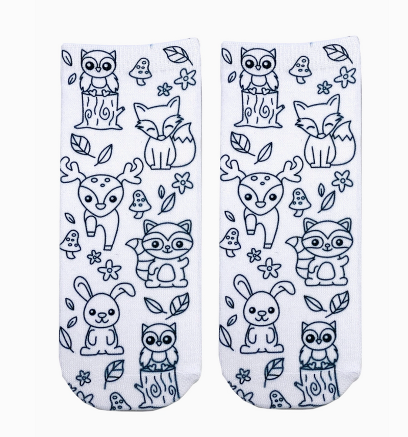 Woodland Critters Diy Coloring Kit Socks