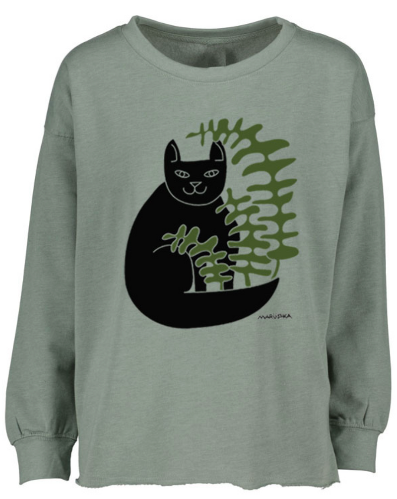 Cat Sage Drop Shoulder Crew Top