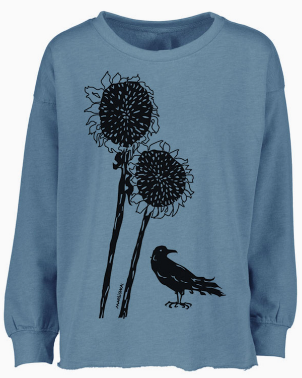 Sunflower Crow Drop Shoulder Crew Top