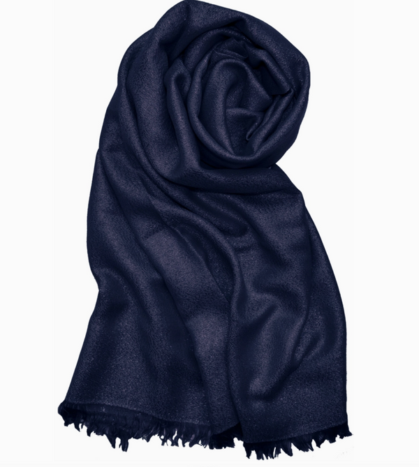 Navy Solid Metallic Evening Wrap