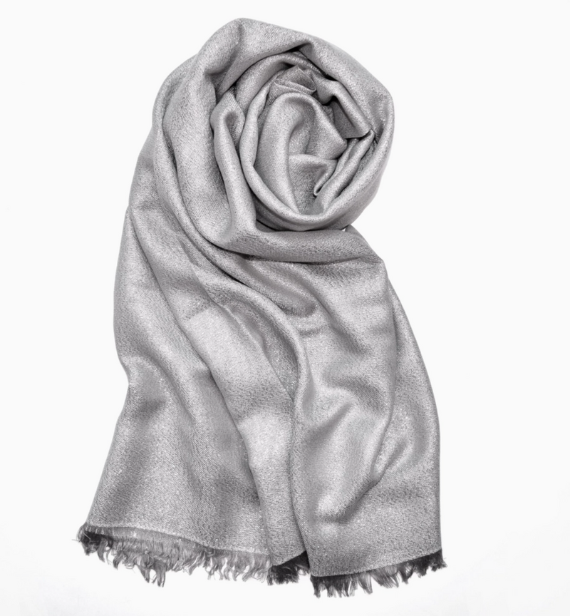 Silver Solid Metallic Evening Wrap
