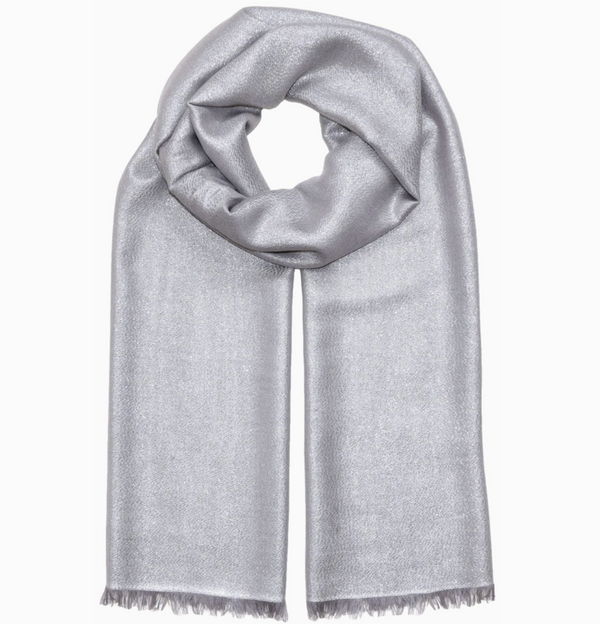 Silver Solid Metallic Evening Wrap