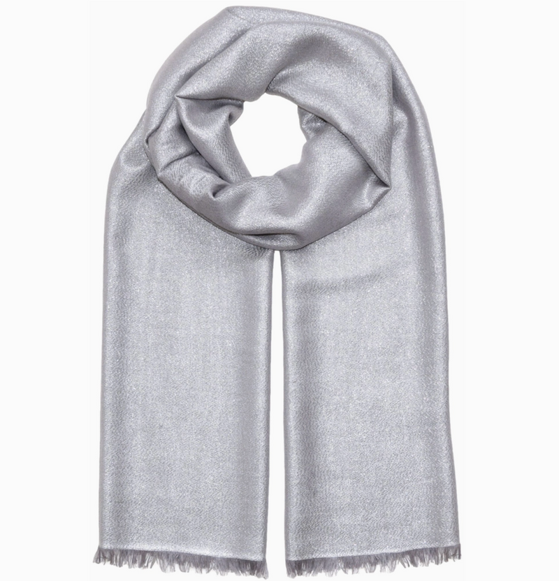 Silver Solid Metallic Evening Wrap