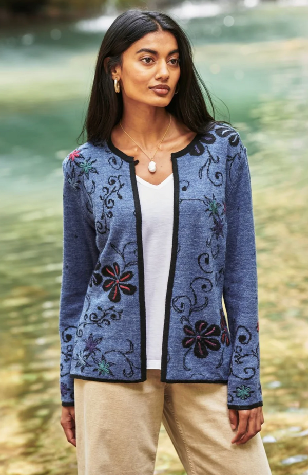 Denim Reversible Alpaca Cardigan