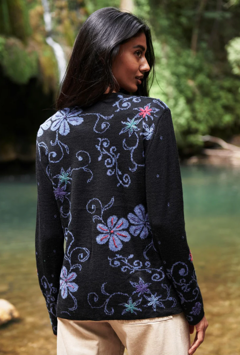 Denim Reversible Alpaca Cardigan