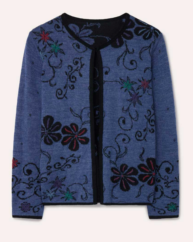 Denim Reversible Alpaca Cardigan