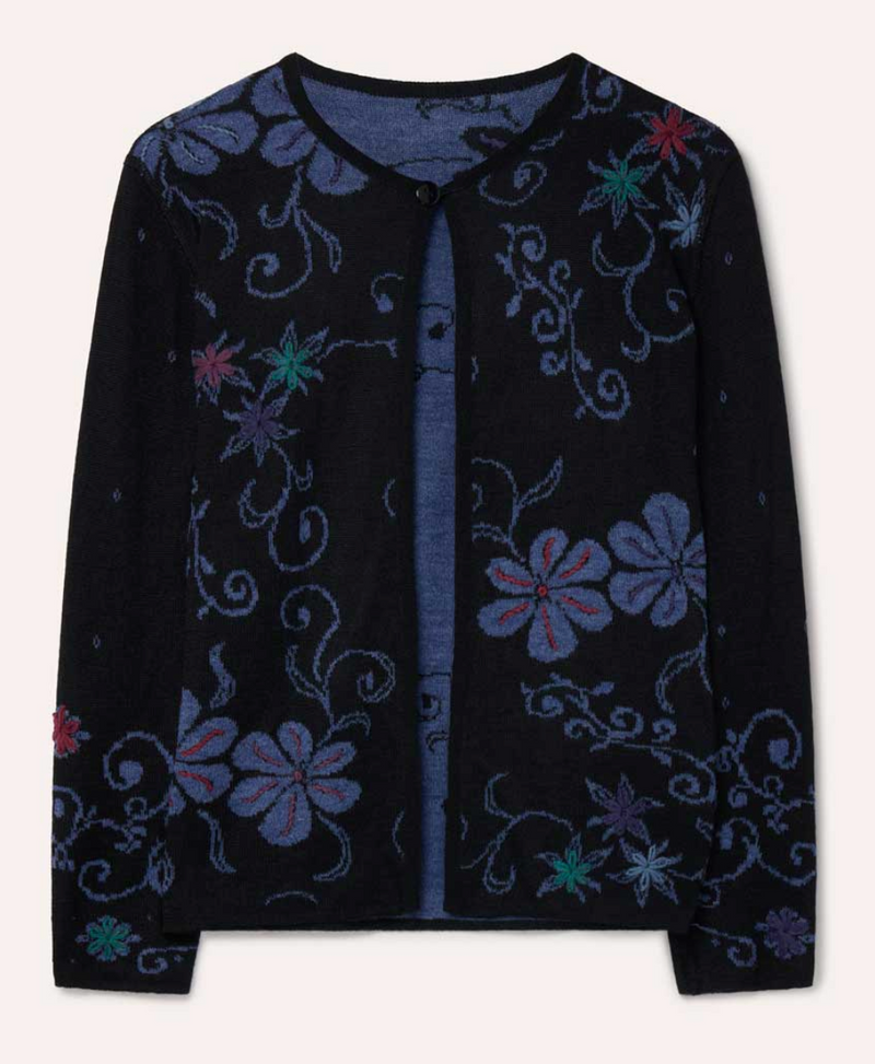 Denim Reversible Alpaca Cardigan