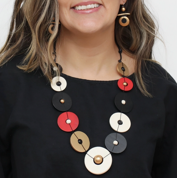 Aria Gold Black Red Bold Necklace
