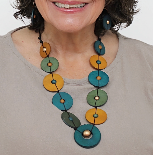 Teal Wood Unity Necklace