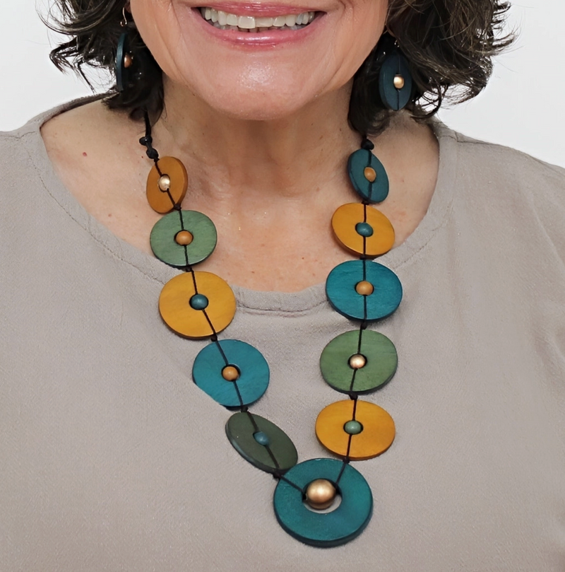 Teal Wood Unity Necklace