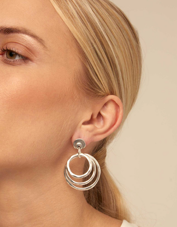 Silver Triple Loop Earring