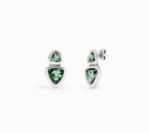 Green Crystals Drop Earring