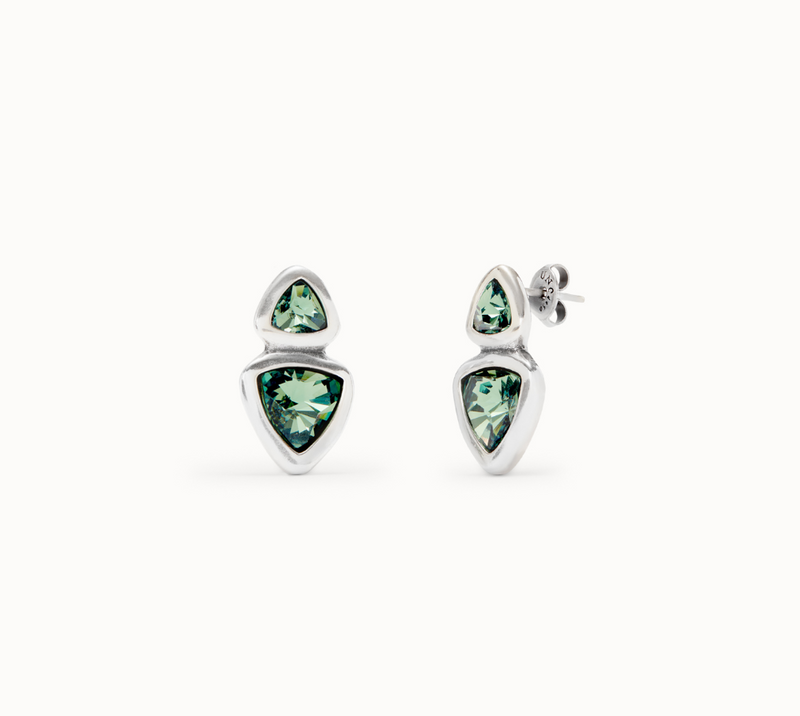Green Crystals Drop Earring