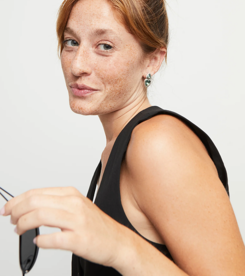 Green Crystals Drop Earring