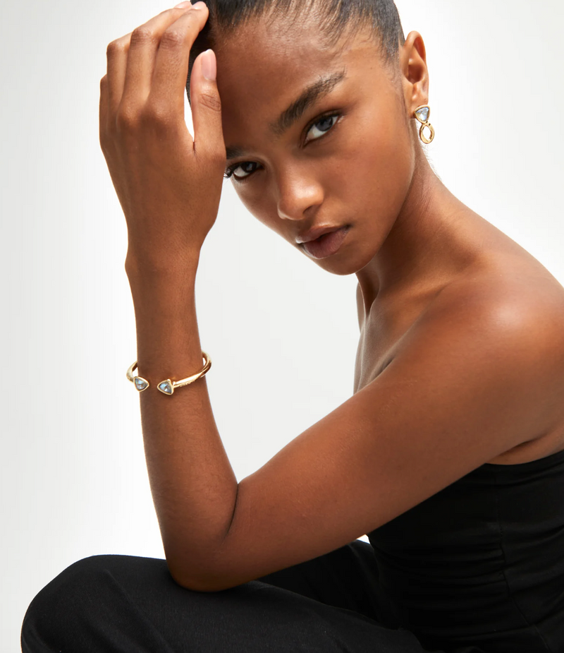 Gold Multi Crystal Cuff Bracelet