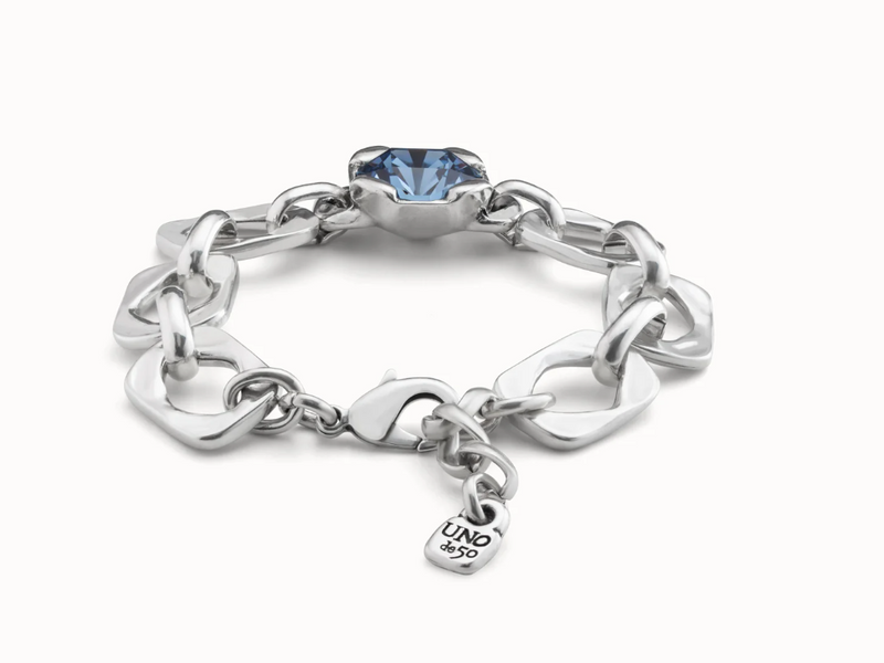 Blue Crystal Link Chain Bracelet