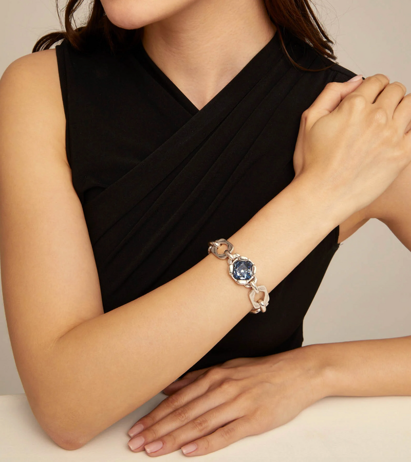 Blue Crystal Link Chain Bracelet