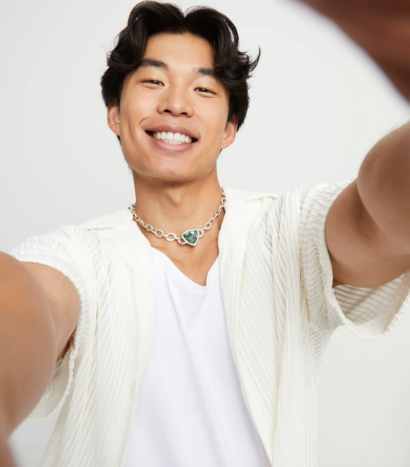 Green Crystal Link Necklace