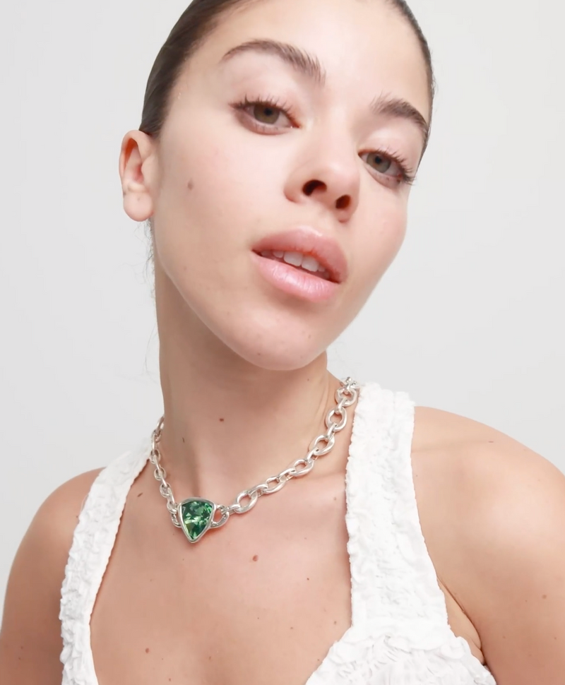 Green Crystal Link Necklace