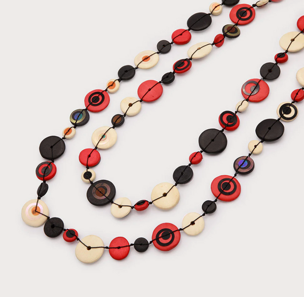 Red Wooden Sequin Necklace
