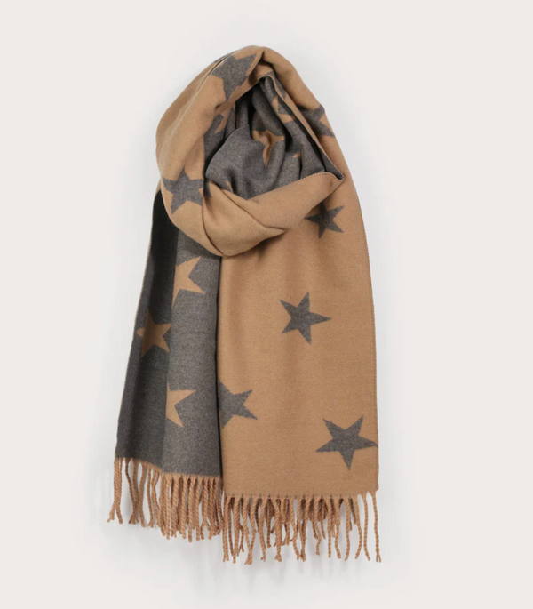 Tan Reversible Star Scarf