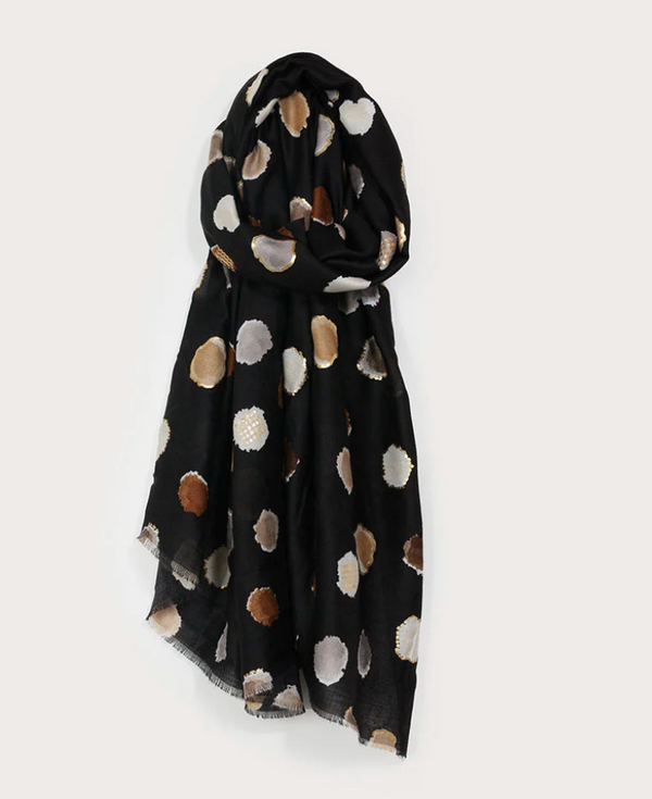 Lightweight Black Polka Dot Scarf