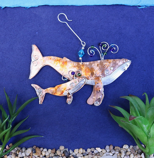 Momma & Baby Humpback Metal Ornament
