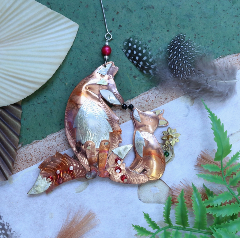 Vixen & Kit Metal Ornament