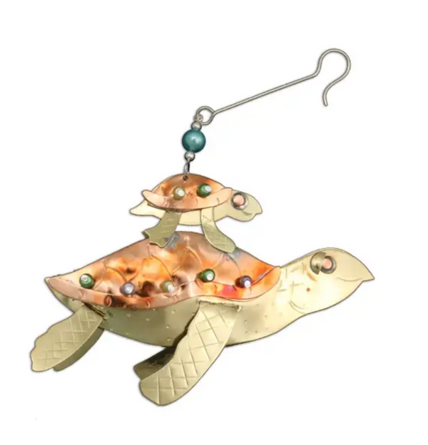 Momma & Baby Sea Turtle Metal Ornament