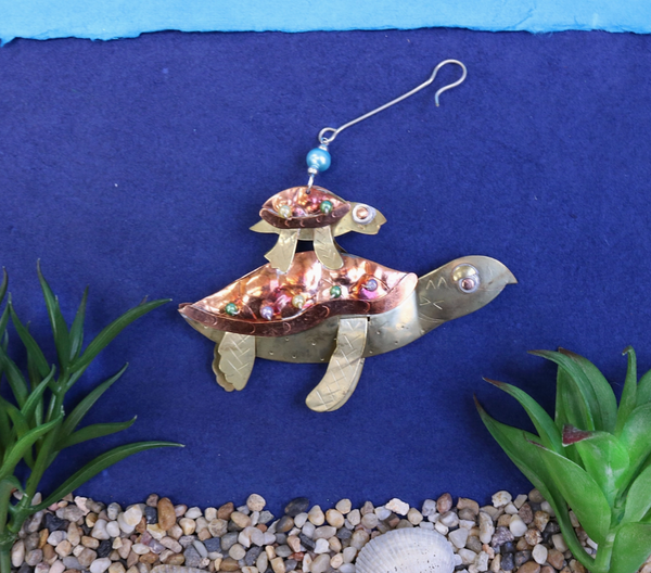Momma & Baby Sea Turtle Metal Ornament