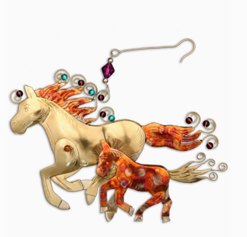 Mare & Foal Metal Ornament
