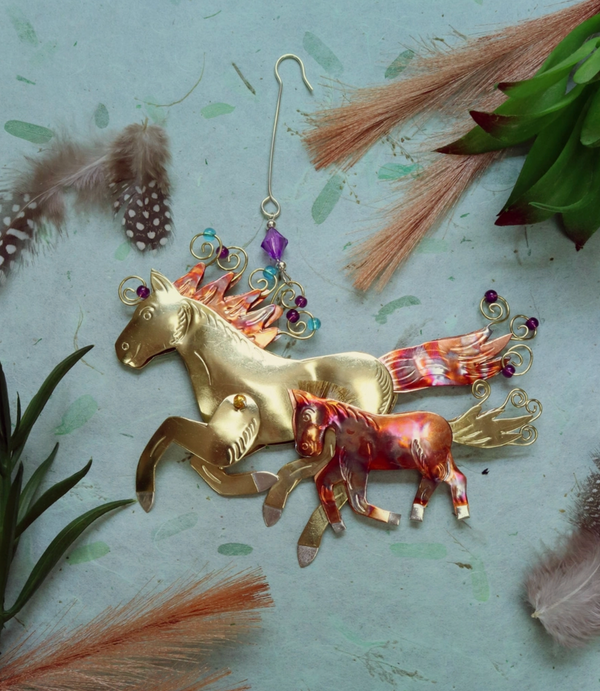 Mare & Foal Metal Ornament