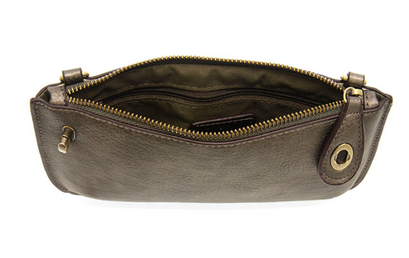 Dark Chrome Crossbody Wristlet Clutch