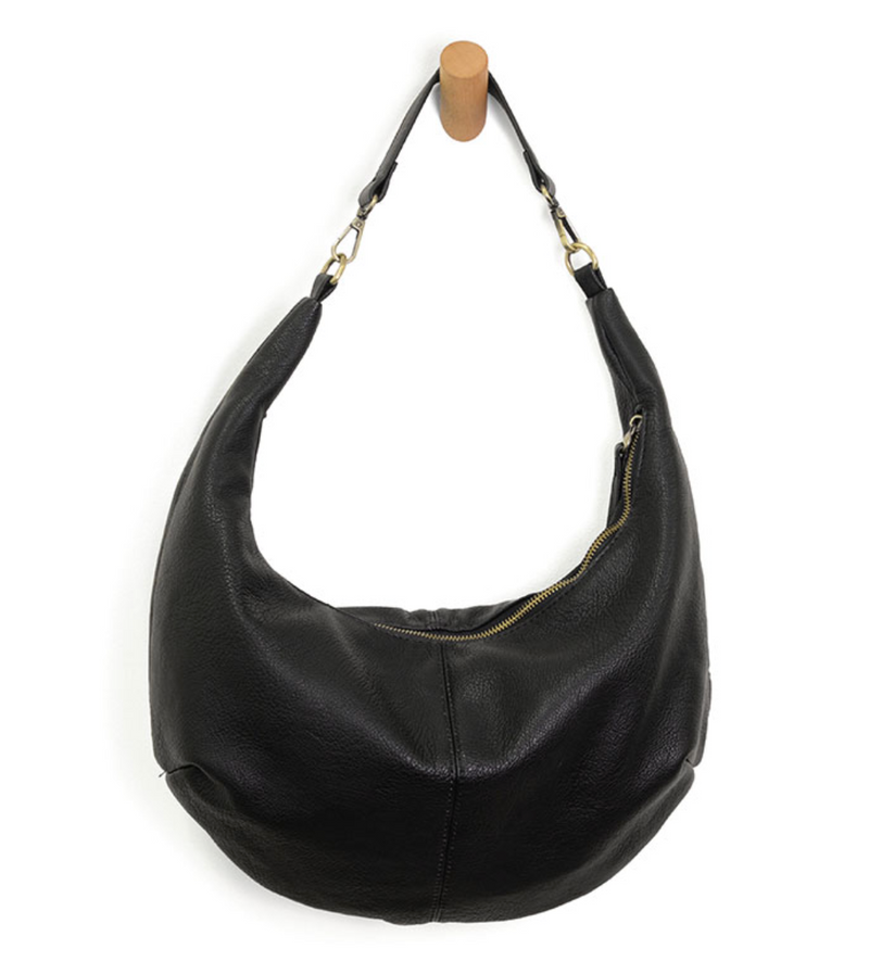 Black Slouchy Crescent Shoulder Crossbody Bag