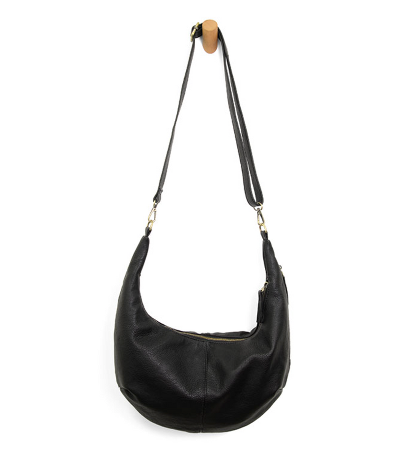 Black Slouchy Crescent Shoulder Crossbody Bag