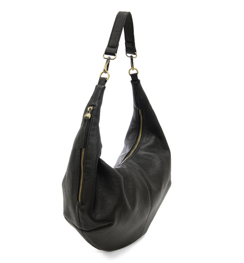 Black Slouchy Crescent Shoulder Crossbody Bag