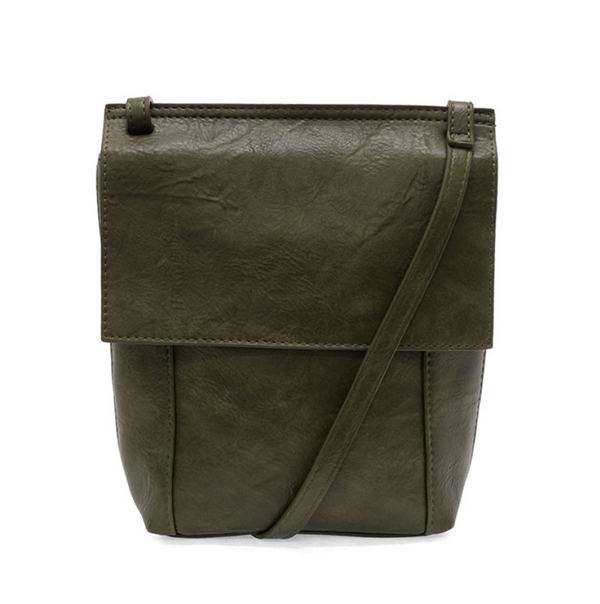 Olive Front Flap Crossbody Bag