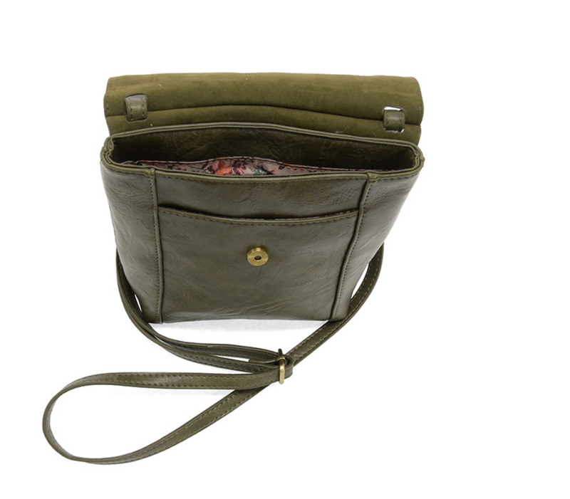 Olive Front Flap Crossbody Bag