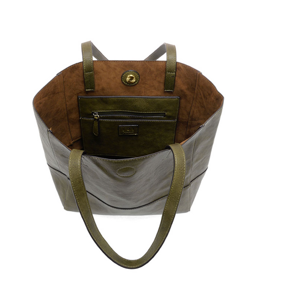 Olive Raw Edge Tote