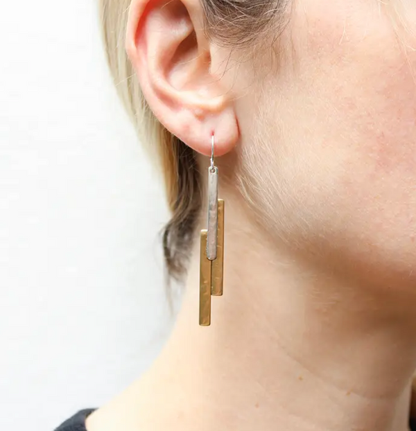 Long Layered Rectangle Earring